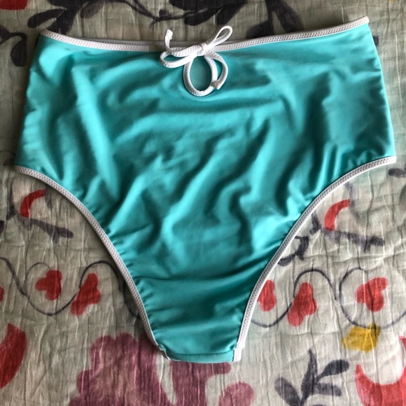 Aerie Swim high rise bottoms, teal, medium, nwot - Picture 2 of 3